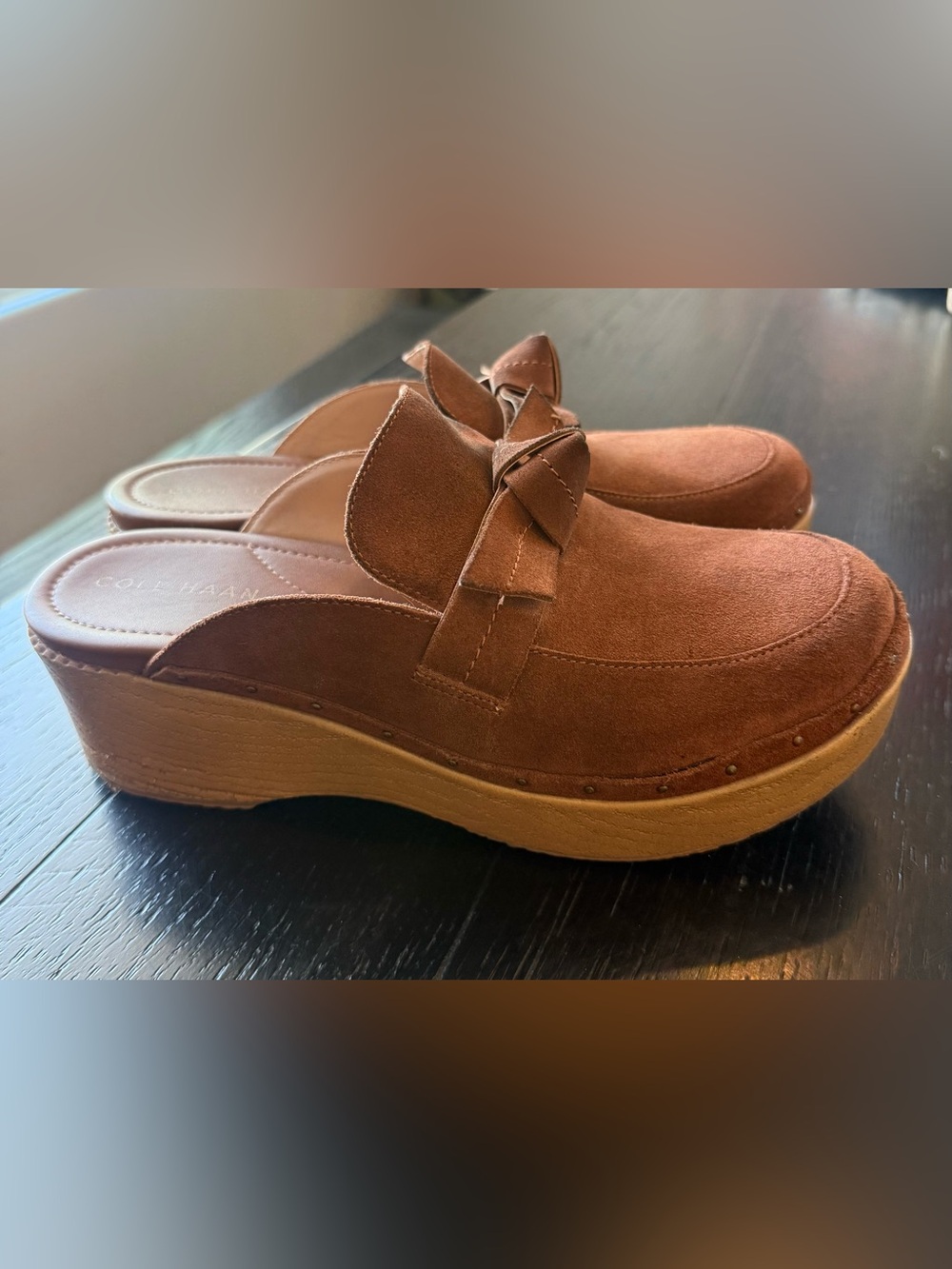 Cole Haan Women’s Chestnut Suede Slip-On Clogs
